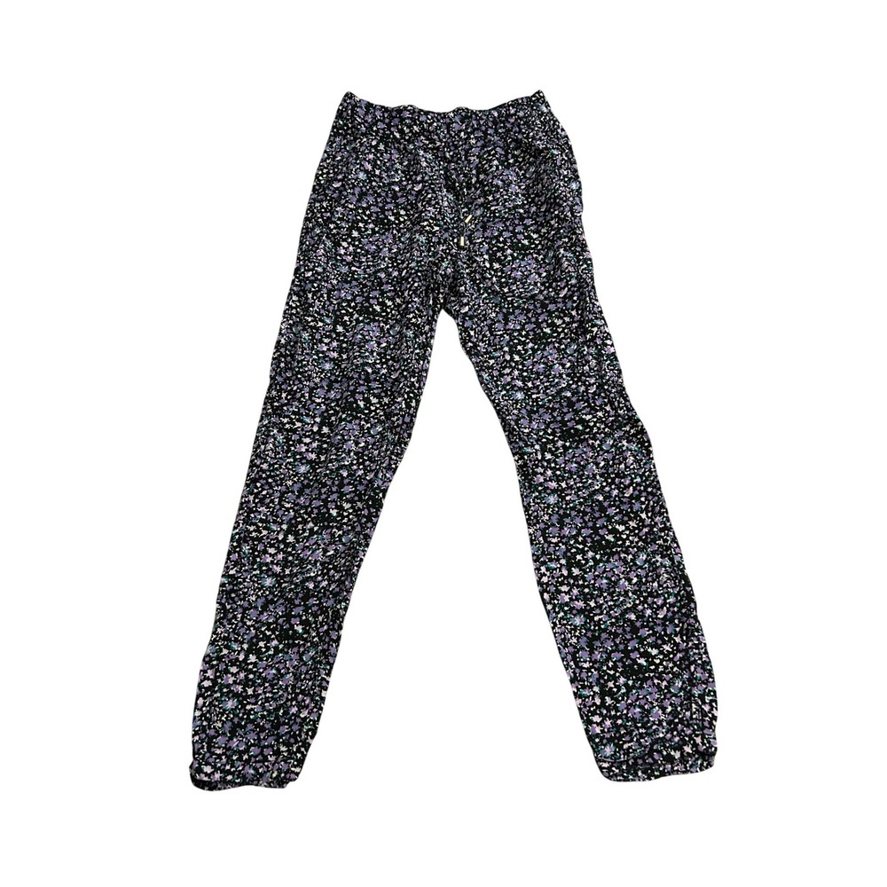 Sinsay Jogger Pants Womens Size S Black Floral Print Excellent Elastic Waist